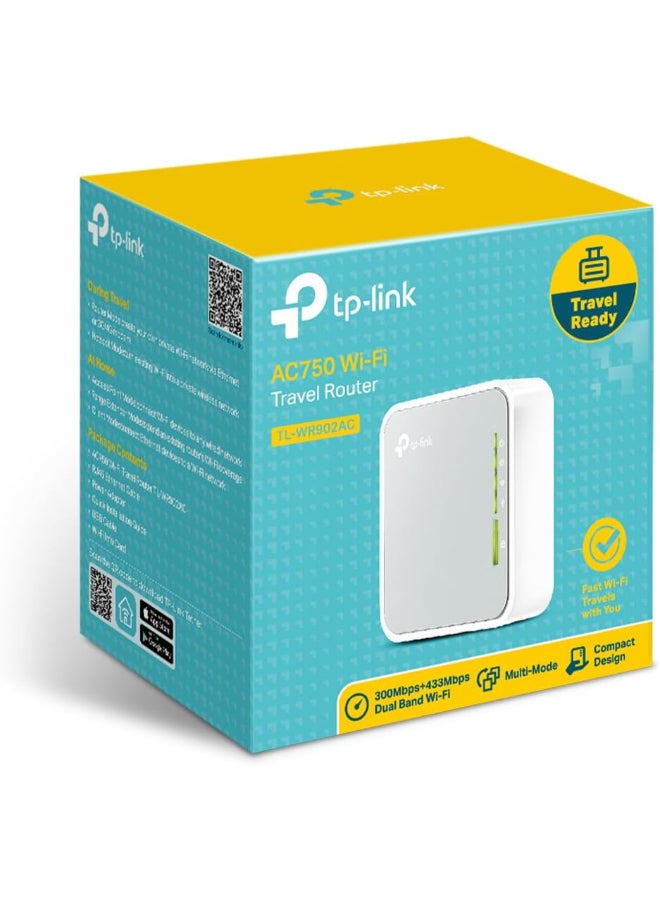 تي بي لينك TL-WR902AC AC750 WLAN Nano Router (433Mbps (5GHz) +300Mbps (2.4GHz) (Portable, Access Point, TV Adapter, Repeater, Router, Client, Media, FTP Server), White/Grey White,Grey - Image 4