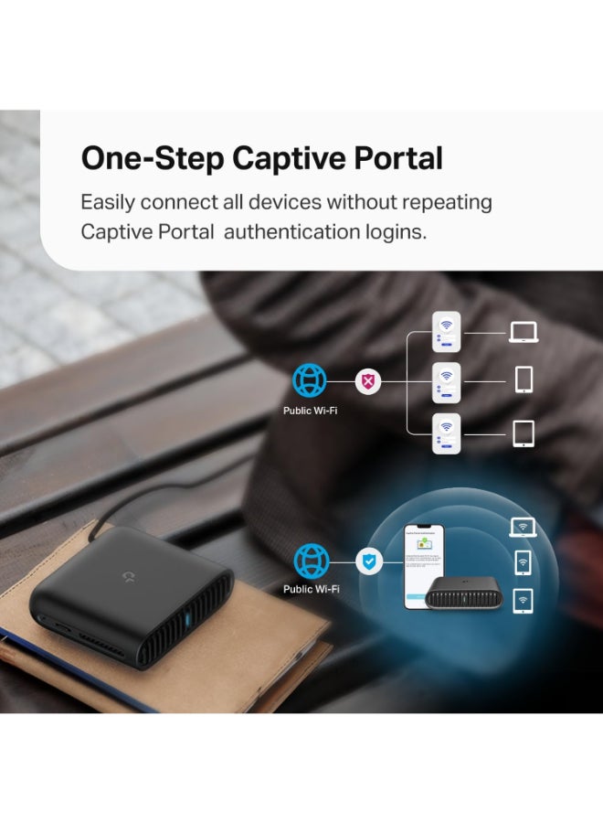 تي بي لينك WiFi 6 Travel Router TL-WR1502X | AX1500 Portable Design | Multiple Modes in One | VPN Clients & Server | Captive Portal | USB Tethering & File Sharing | Type-C Power Port | Tether App & Cloud black - Image 5