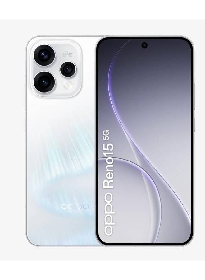 OPPO Reno 15 Dual Sim Aurora White 12GB RAM 512GB 5G- Middle East Version - Image 1