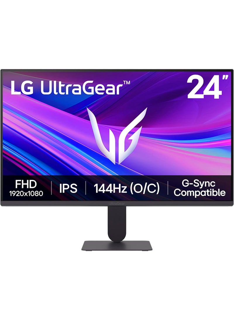LG 24-inch Ultragear Full HD (1920 x 1080) IPS Gaming Monitor, 144Hz (O/C), 1ms MBR, NVIDIA G-Sync Compatible, AMD FreeSync, HDR10, HDMI, DisplayPort, Slim Stand, 24G411A-B black - Image 1