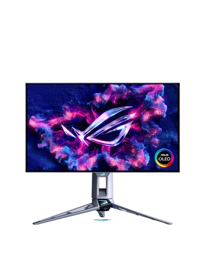 ASUS ROG Swift OLED PG27AQWP-W 27″ QHD WOLED Gaming Monitor, 540Hz/720Hz Dual-Mode, 0.02ms GTG, HDR True Black 500, 1500 nits, DisplayPort 2.1a, HDMI 2.1, G-SYNC Compatible, FreeSync Premium Pro, 99.5% DCI-P3, OLED Care Pro | 90LM0CF2-B01971 silver - Image 1