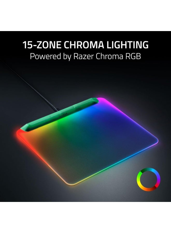 ريزر Firefly V2 Pro Fully Illuminated RGB Gaming Mouse Mat: Backlit Design, 15 Zone Lighting, USB 2.0 Port, Detachable USB Type C Cable, Micro Textured Surface, Anti Slip Base - Phantom Green - Image 3