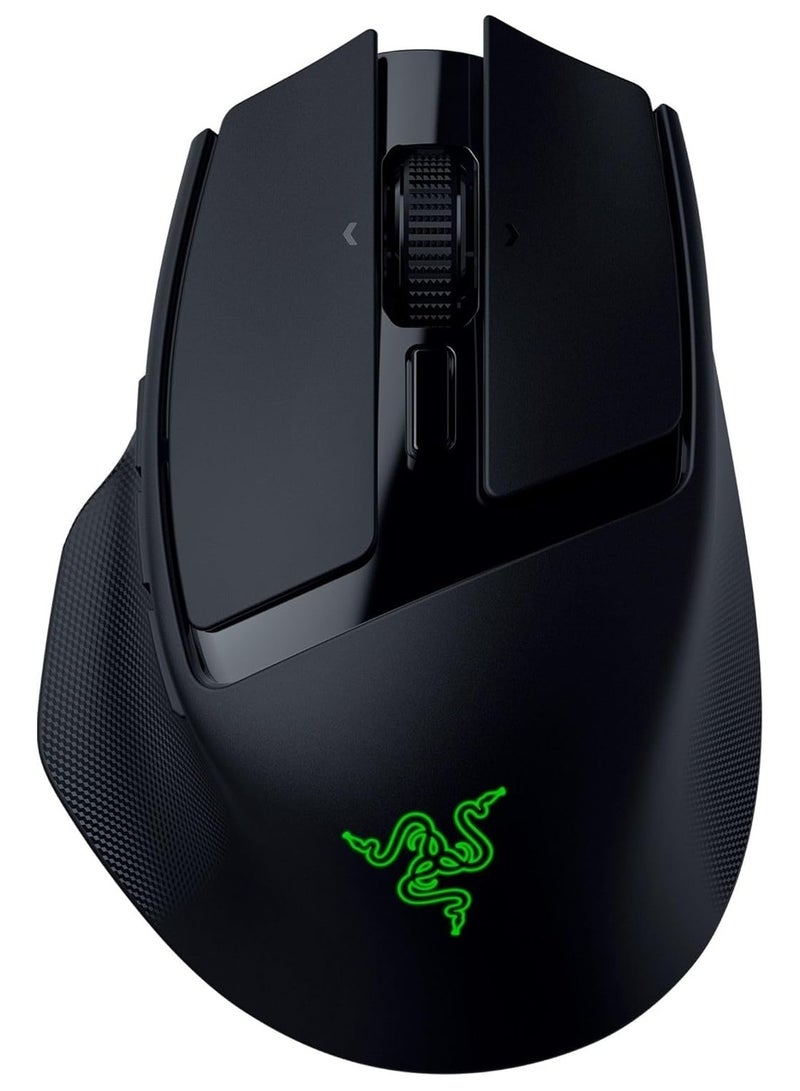 ريزر فأرة الألعاب اللاسلكية المحمولة المريحة من باسيليسك: 10 عناصر تحكم قابلة للبرمجة، تقنية HyperScroll، مفاتيح بصرية من الجيل الثالث، عمر بطارية طويل، تنبيه بالذكاء الاصطناعي، 2.4 جيجاهرتز، بلوتوث، USB C - أسود - Image 1