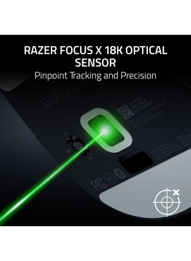 ريزر فأرة الألعاب اللاسلكية المحمولة المريحة من باسيليسك: 10 عناصر تحكم قابلة للبرمجة، تقنية HyperScroll، مفاتيح بصرية من الجيل الثالث، عمر بطارية طويل، تنبيه بالذكاء الاصطناعي، 2.4 جيجاهرتز، بلوتوث، USB C - أسود - Image 5
