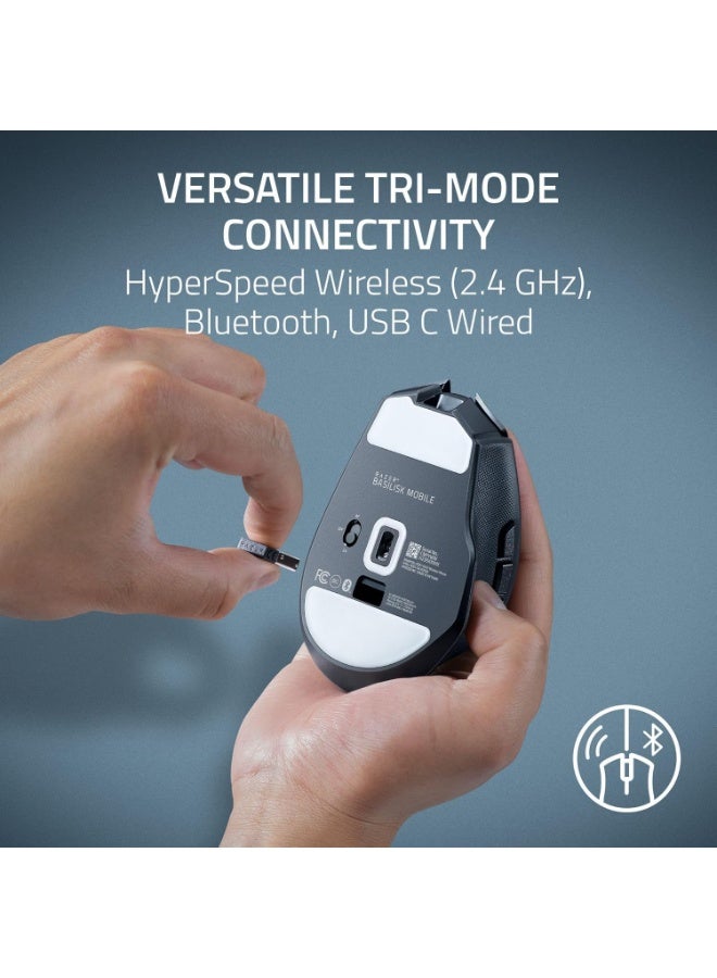 ريزر فأرة الألعاب اللاسلكية المحمولة المريحة من باسيليسك: 10 عناصر تحكم قابلة للبرمجة، تقنية HyperScroll، مفاتيح بصرية من الجيل الثالث، عمر بطارية طويل، تنبيه بالذكاء الاصطناعي، 2.4 جيجاهرتز، بلوتوث، USB C - أسود - Image 3