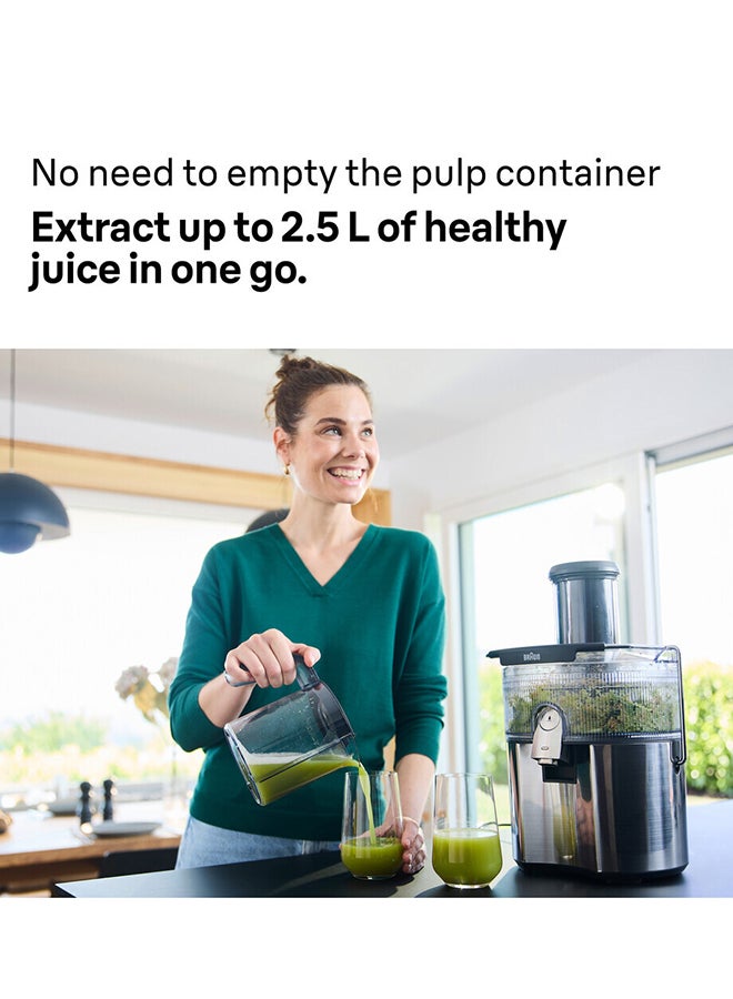 Braun MultiJuice 7 Spin Juicer, 1000 Watts, 2 Speed Settings, FastXtract Technology, Direct Serve Option, Anti-Drip System, 2L Pulp Container - SJ 7000 Grey 2 L 1000 W SJ 7000 grey - Image 4