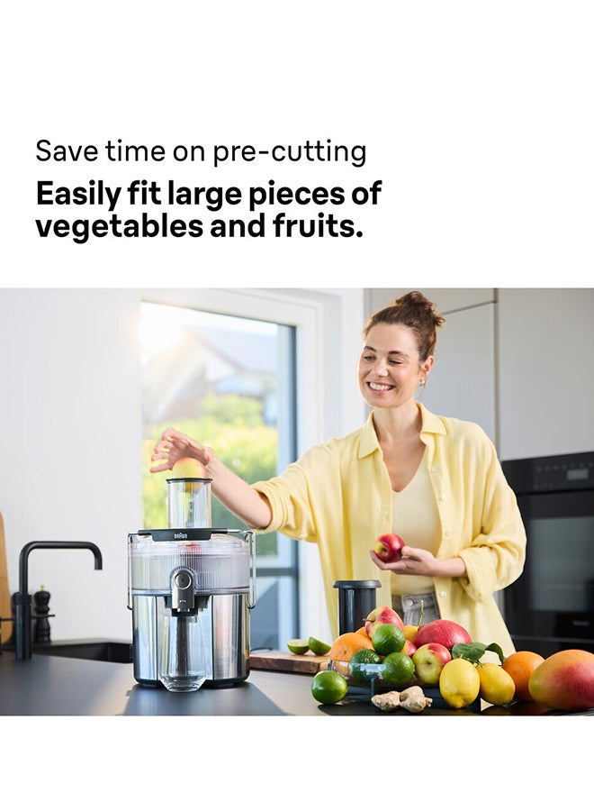 Braun MultiJuice 7 Spin Juicer, 1000 Watts, 2 Speed Settings, FastXtract Technology, Direct Serve Option, Anti-Drip System, 2L Pulp Container - SJ 7000 Grey 2 L 1000 W SJ 7000 grey - Image 5