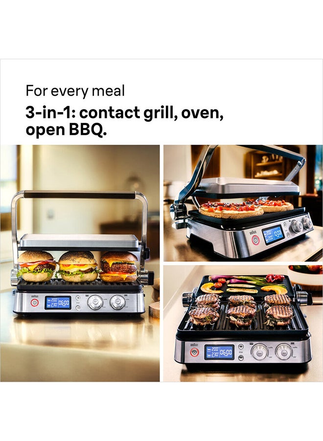 Braun MultiGrill 9 Contact Grill, 2000 Watts,  3-in-1 Cooking Positions - CG 9043 Black/Stainless Steel 2000 W CG 9043 Black/Stainless Steel - Image 4