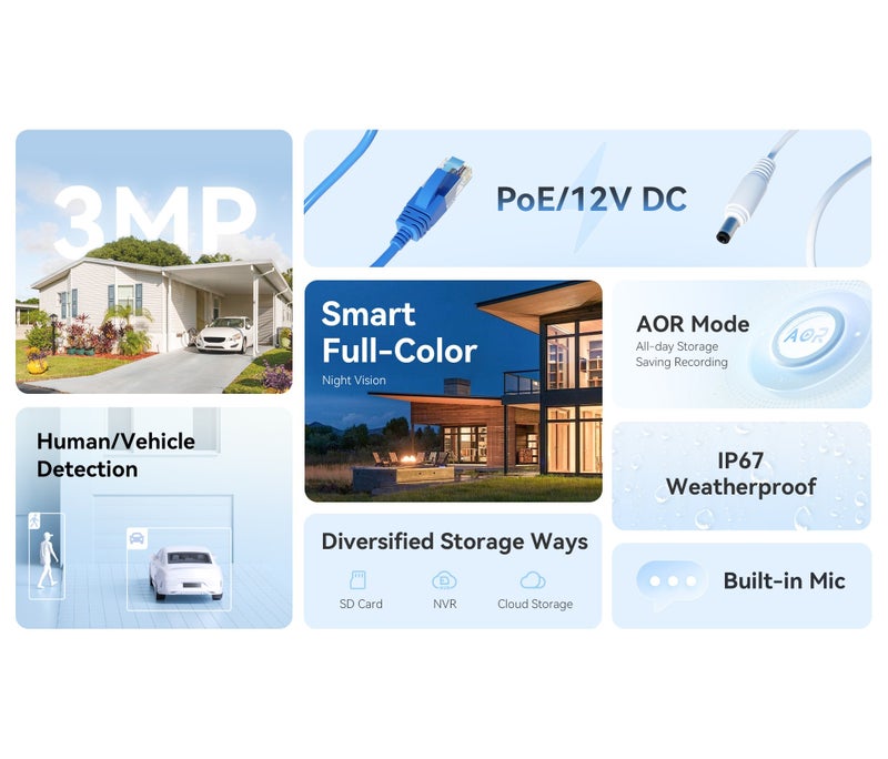 IMOU PS3D 3MP PoE Outdoor Security Camera, 2K HD, 2.8mm Lens, Night Vision 30m, AI Human & Vehicle Detection, Spotlight & Audio, ONVIF Compatible, MicroSD up to 512GB, Weatherproof IP67 | IPC-PS3DP-3M0 - Image 3