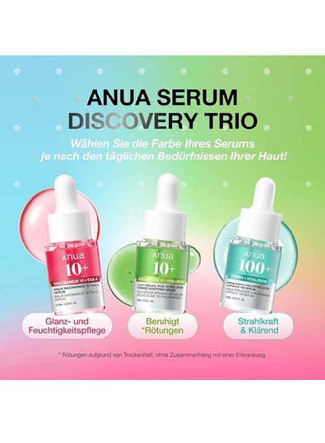 انوا حل الترطيب والتفتيح والتهدئة – مجموعة أنوا سيروم ديسكفري الثلاثية المصغرة مع حمض الهيالورونيك، النياسيناميد وحمض الأزيليك (10 مل × 3) - Image 3