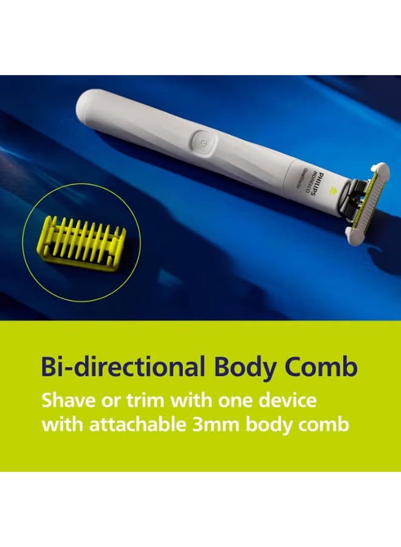 فيليبس OneBlade Intimate Electric Shaver and Intimate Trimmer for Men and Women, with Extra Skin Protection, QP1924/70, White - Image 3