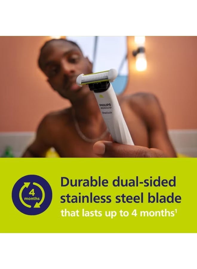 فيليبس OneBlade Intimate Electric Shaver and Intimate Trimmer for Men and Women, with Extra Skin Protection, QP1924/70, White - Image 4