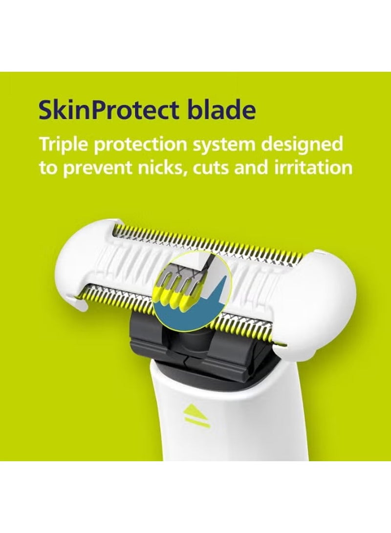 فيليبس OneBlade Intimate Electric Shaver and Intimate Trimmer for Men and Women, with Extra Skin Protection, QP1924/70, White - Image 5