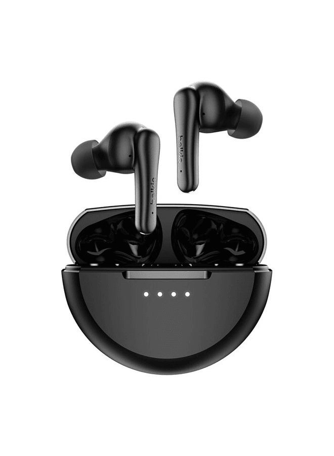belkin SoundForm Rhythm ANC True Wireless Earbuds with Built-in Microphone, USB-C Fast Charging, 28H Battery Life, IPX5 Water Resistance - Bluetooth Earbuds for iPhone, iPad, Galaxy, Pixel And More - Black Black - Image 1