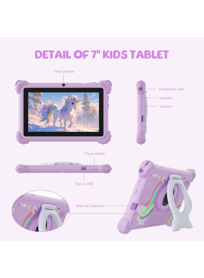 سي آيديا C idea CM88 Kids Tablet 7 Inch for Age 3–7 | Android 13 | 8GB RAM 256GB ROM (512GB TF) | HD IPS Eye Protection Display | Parental Control | Shockproof Case | Purple - Image 2