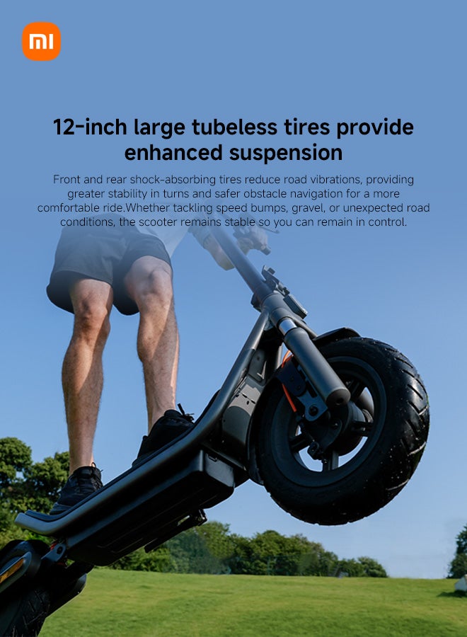 شاومي سكوتر كهربائي 6، مدى طويل 45 كم، تعليق زنبركي أمامي وخلفي، إطارات بدون أنبوب مقاس 12 بوصة، طاقة قصوى 800 واط، نظام فرامل مزدوج، سكوتر قابل للطي للبالغين، قانوني على الطريق - Image 2