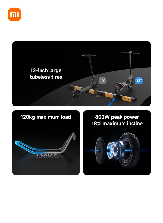 شاومي سكوتر كهربائي 6، مدى طويل 45 كم، تعليق زنبركي أمامي وخلفي، إطارات بدون أنبوب مقاس 12 بوصة، طاقة قصوى 800 واط، نظام فرامل مزدوج، سكوتر قابل للطي للبالغين، قانوني على الطريق - Image 3