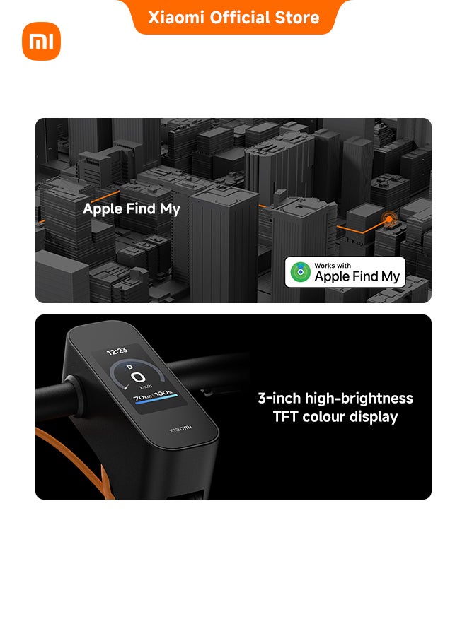 شاومي سكوتر كهربائي 6 ماكس - مدى طويل 70 كم، قوة ذروة 1100 واط، إطارات بدون أنابيب 12 بوصة، تعليق أمامي وخلفي، فرامل قرصية مزدوجة، خاصية العثور على أبل، سكوتر قابل للطي للبالغين، قانوني على الطرق - Image 5