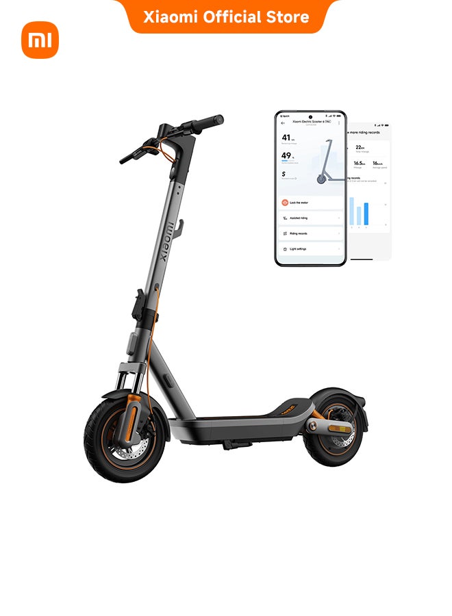 شاومي سكوتر كهربائي 6 ماكس - مدى طويل 70 كم، قوة ذروة 1100 واط، إطارات بدون أنابيب 12 بوصة، تعليق أمامي وخلفي، فرامل قرصية مزدوجة، خاصية العثور على أبل، سكوتر قابل للطي للبالغين، قانوني على الطرق - Image 2