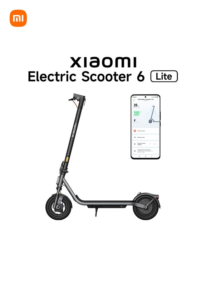 شاومي سكوتر كهربائي 6 لايت، نظام تعليق أمامي مزدوج الربيع، مدى 25 كم، إطارات هوائية 10 بوصة، محرك ذروة 500 واط، فرامل درامية أمامية و E-ABS خلفية، سكوتر قابل للطي للبالغين، قانوني على الطريق - Image 1