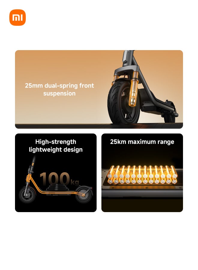 شاومي سكوتر كهربائي 6 لايت، نظام تعليق أمامي مزدوج الربيع، مدى 25 كم، إطارات هوائية 10 بوصة، محرك ذروة 500 واط، فرامل درامية أمامية و E-ABS خلفية، سكوتر قابل للطي للبالغين، قانوني على الطريق - Image 2