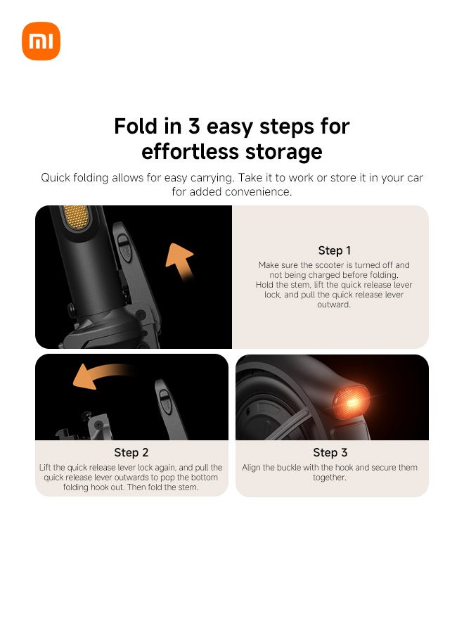 شاومي سكوتر كهربائي 6 لايت، نظام تعليق أمامي مزدوج الربيع، مدى 25 كم، إطارات هوائية 10 بوصة، محرك ذروة 500 واط، فرامل درامية أمامية و E-ABS خلفية، سكوتر قابل للطي للبالغين، قانوني على الطريق - Image 5