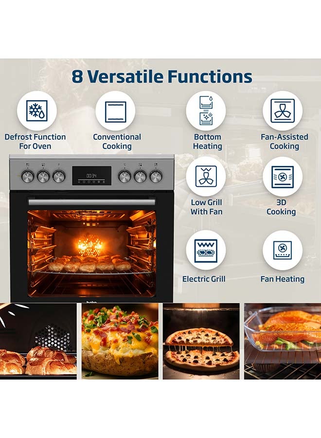 بيكو 60x60cm Freestanding Ceramic Electric cooker, 4 Cooking Zones(2 Expandable),8 Cooking Multifunction Oven,72 litres Oven Capacity FBM67320XDS Inox - Image 4