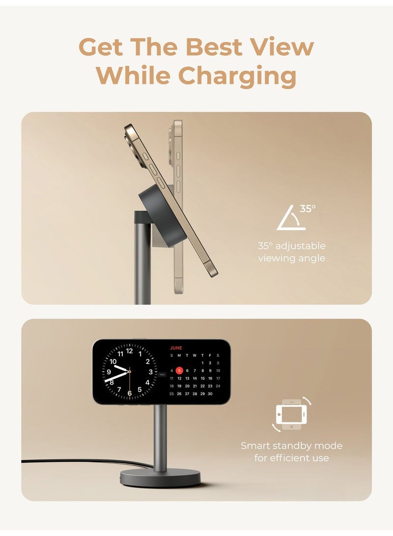 Aukey MagFusion 1X Qi2.2 25W Magnatic Fast Wireless iPhone Charging Station Grey - Image 4