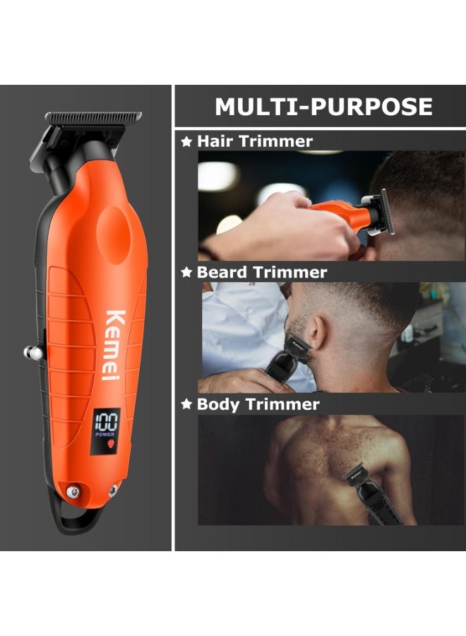 كيمي KM-2293 Professional Rechargeable Cordless Shaver, ORANGE Color - Image 5