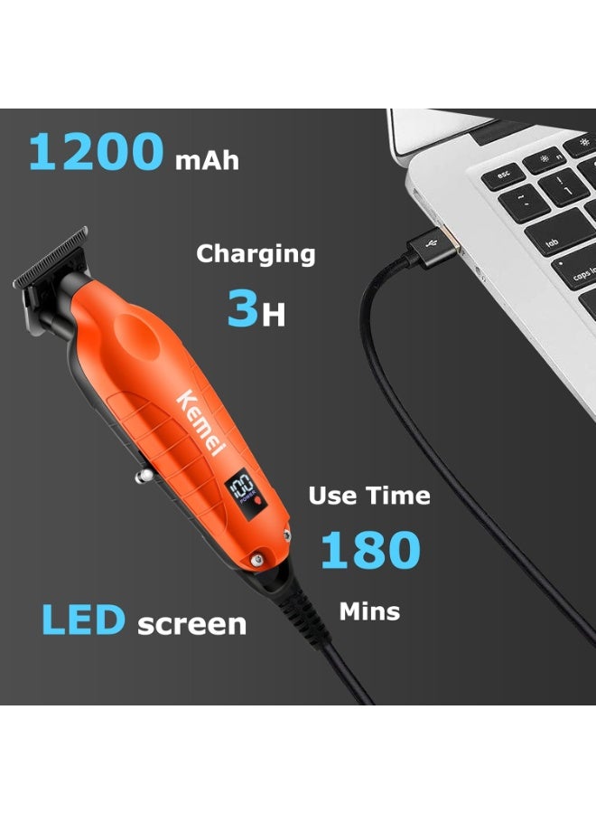 كيمي KM-2293 Professional Rechargeable Cordless Shaver, ORANGE Color - Image 3
