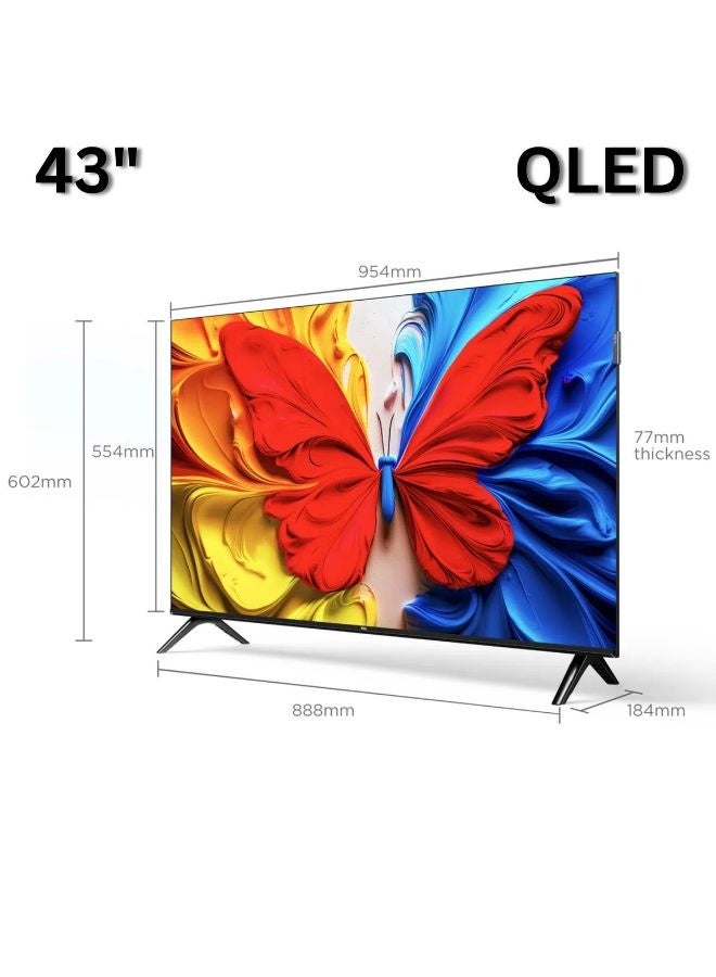 TCL 43 Inch S5K QLED 2K Full HD Smart TV | Google TV | Ultra-wide Color Gamut | 60Hz | HDR10+, HDR10, HLG | Dolby Audio | Google Cast | Multiple Viewing Mode | Metallic Bezel-less Design - International Version 43S5K Black - Image 2