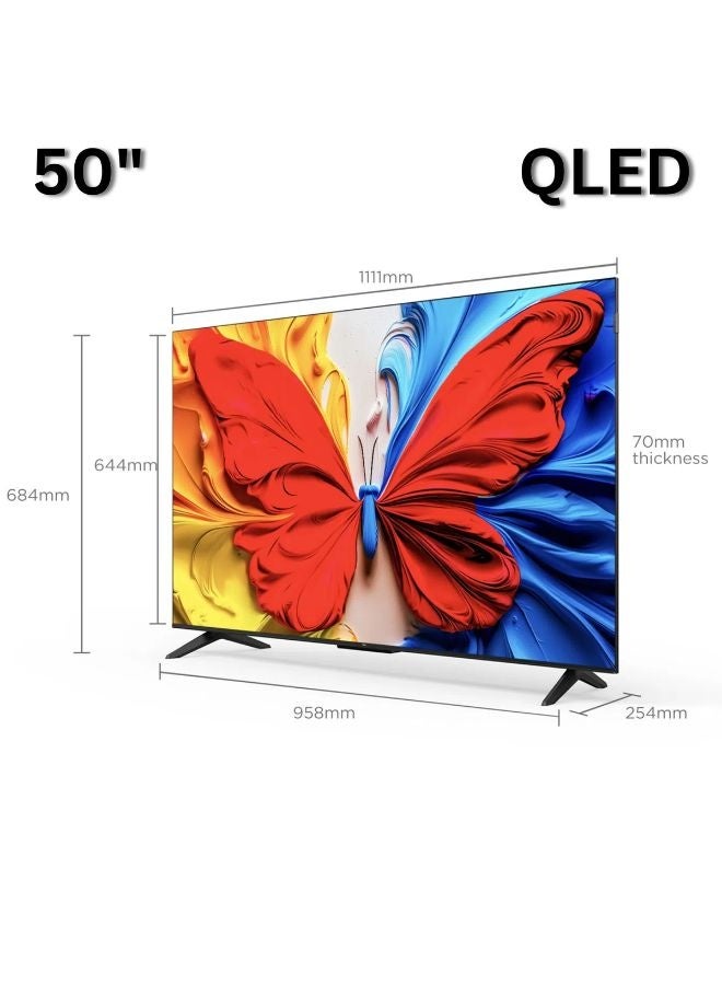TCL 50 Inch S5K QLED 2K Full HD Smart TV | Google TV | Ultra-wide Color Gamut | 60Hz | HDR10+, HDR10, HLG | Dolby Audio | Google Cast | Multiple Viewing Mode | Metallic Bezel-less Design - International Version 50S5K Black - Image 2