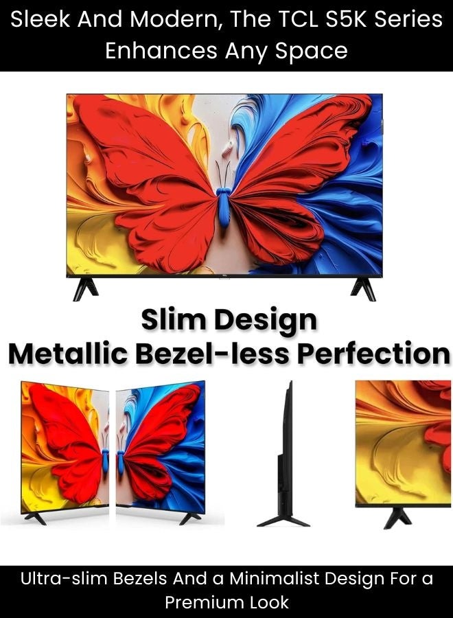 TCL 50 Inch S5K QLED 2K Full HD Smart TV | Google TV | Ultra-wide Color Gamut | 60Hz | HDR10+, HDR10, HLG | Dolby Audio | Google Cast | Multiple Viewing Mode | Metallic Bezel-less Design - International Version 50S5K Black - Image 3