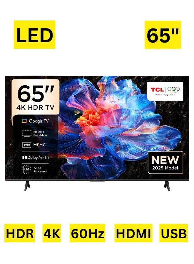 TCL 65 Inch P6K 4K HDR TV | 4K UHD Smart Google TV | AiPQ Processor | HVA Panel | HDR10, HLG, 60Hz | Ai Clarity, Ai Color, Ai HDR, Ai Contrast | Dolby Audio | MEMC | Metallic Bezel-less - International Version 65P6K Black - Image 1