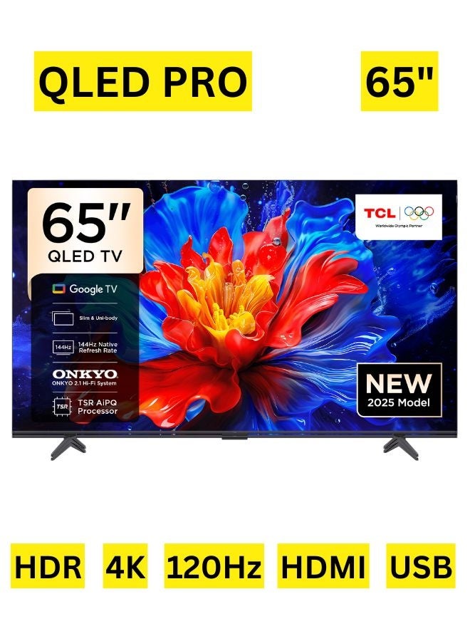 تي سي إل تلفاز QLED P8K بحجم 65 بوصة | تلفاز جوجل 4K UHD | معالج AiPQ Pro | معدل تحديث أصلي 144 هرتز، دولبي فيجن، HDR10+، HLG | نظام ONKYO 2.1 Hi-Fi | لوحة HVA | DTS Virtual X | تصميم بدون حواف | Game Master - النسخة الدولية - Image 1