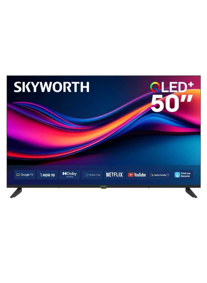 سكاي ورث تلفاز سمارت QLED+ FHD 50 بوصة، جوجل تي في، 60 هرتز، ضوء أزرق منخفض، خالي من الوميض، HDR10، صوت دولبي، عائلي يومي 2.0، مساعد جوجل، ضمان لمدة سنتين - Image 1