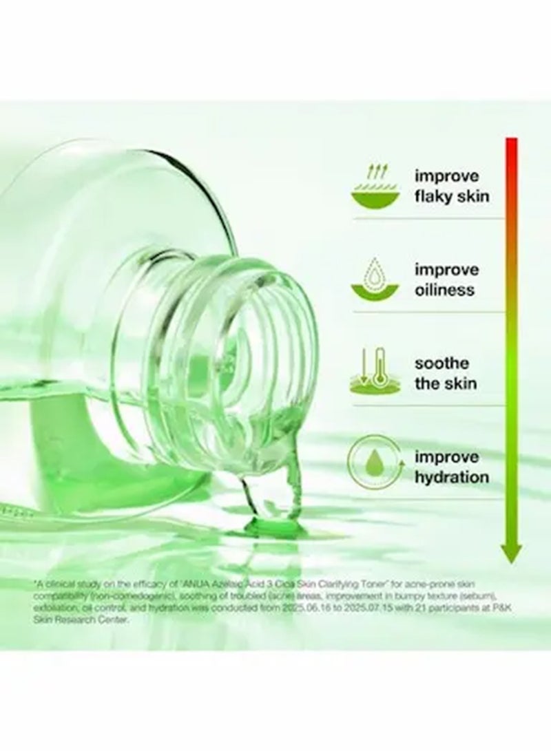 انوا تونر أنوا حمض الأزيليك 3 سيكا لتوضيح البشرة، مهدئ ورعاية واضحة، مع حمض الساليسيليك وحمض الأزيليك، رعاية الدهون والبقع، مناسب للبشرة الحساسة، العناية بالبشرة الكورية (250 مل / 8.45 أونصة سائلة) - Image 4