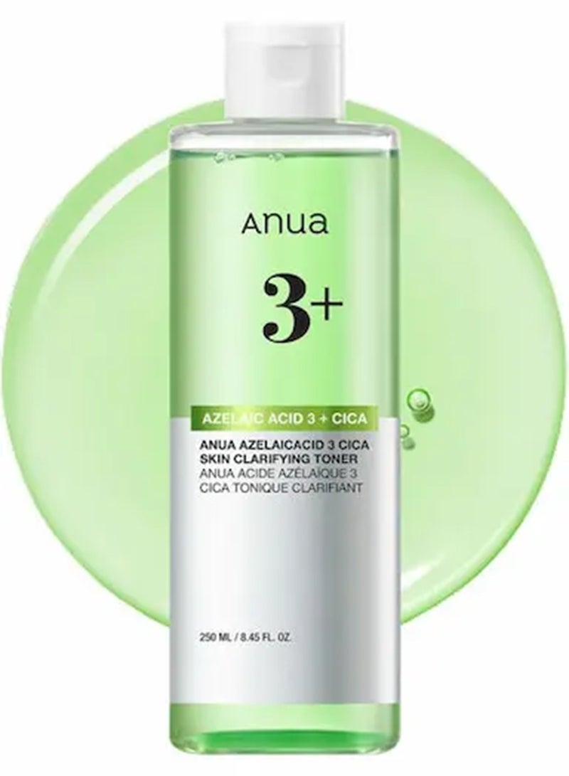 انوا تونر أنوا حمض الأزيليك 3 سيكا لتوضيح البشرة، مهدئ ورعاية واضحة، مع حمض الساليسيليك وحمض الأزيليك، رعاية الدهون والبقع، مناسب للبشرة الحساسة، العناية بالبشرة الكورية (250 مل / 8.45 أونصة سائلة) - Image 1
