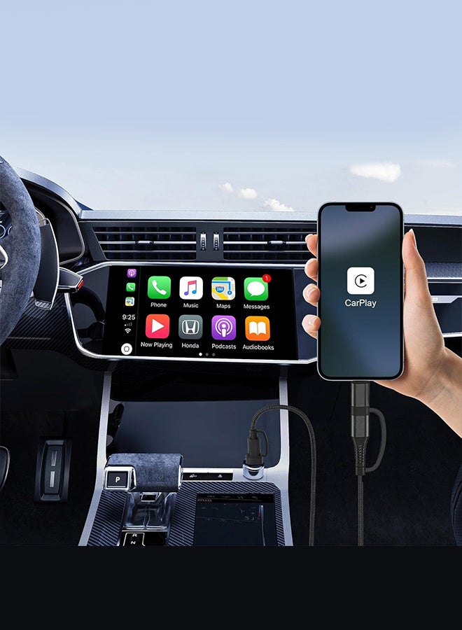 مارجون 2-in-2 Charging Cable – Fast Charging with USB-A, USB-C, and Lightning Connectors black - Image 4