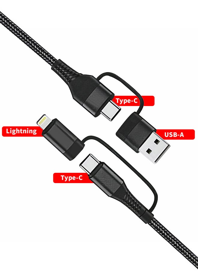 مارجون 2-in-2 Charging Cable – Fast Charging with USB-A, USB-C, and Lightning Connectors black - Image 2