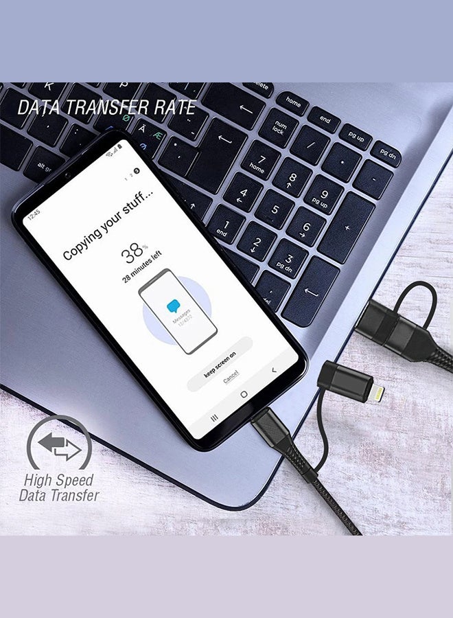 مارجون 2-in-2 Charging Cable – Fast Charging with USB-A, USB-C, and Lightning Connectors black - Image 5