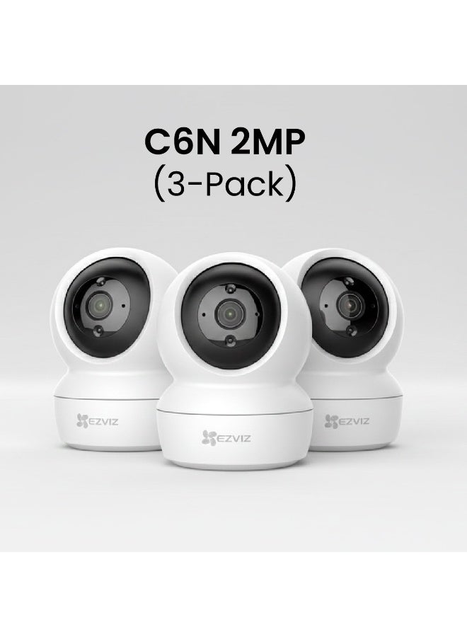 إيزفيز كاميرا أمنية ذكية 2 ميجابكسل C6N عبوة من 3، كاميرا مراقبة لمراقبة الأطفال مع كشف الحركة وتتبع ذكي وصوت ثنائي الاتجاه ورؤية ليلية وتحكم عن بُعد تعمل مع أليكسا - أبيض - Image 2