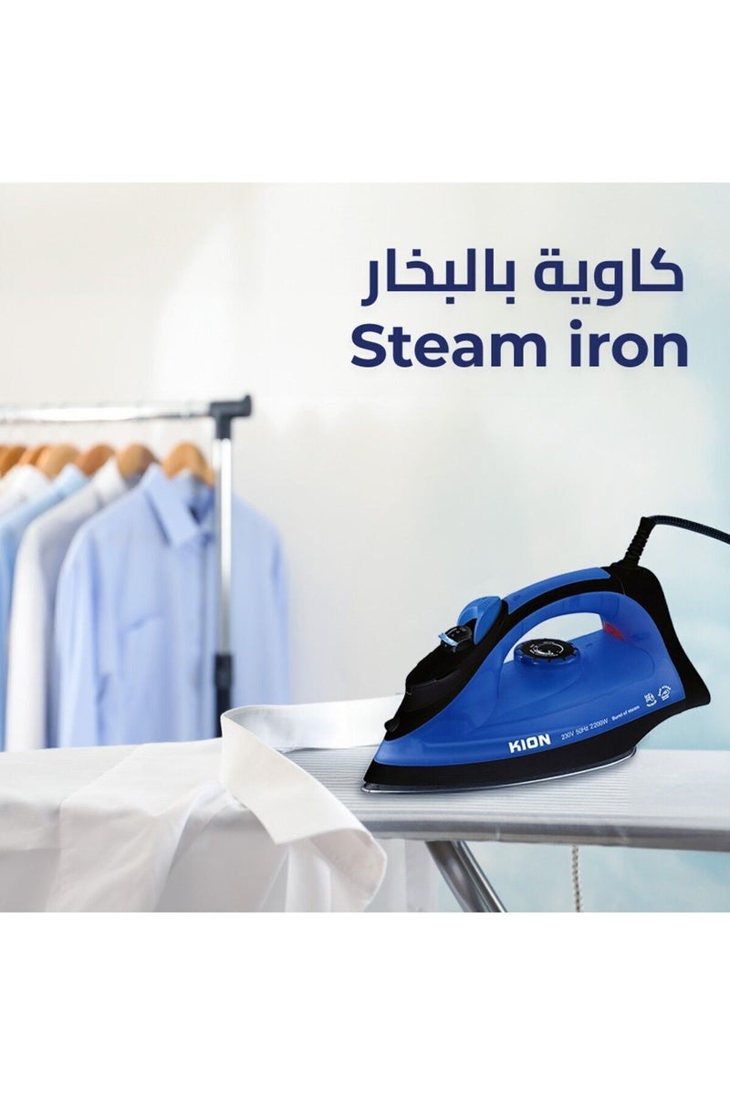 Kion Steam Iron 2200W 380Ml Ceramic Coating Soleplate & Swivel Cord & Self-Cleaning Function 380 L 2200 W KGC/1002 Blue - Image 2
