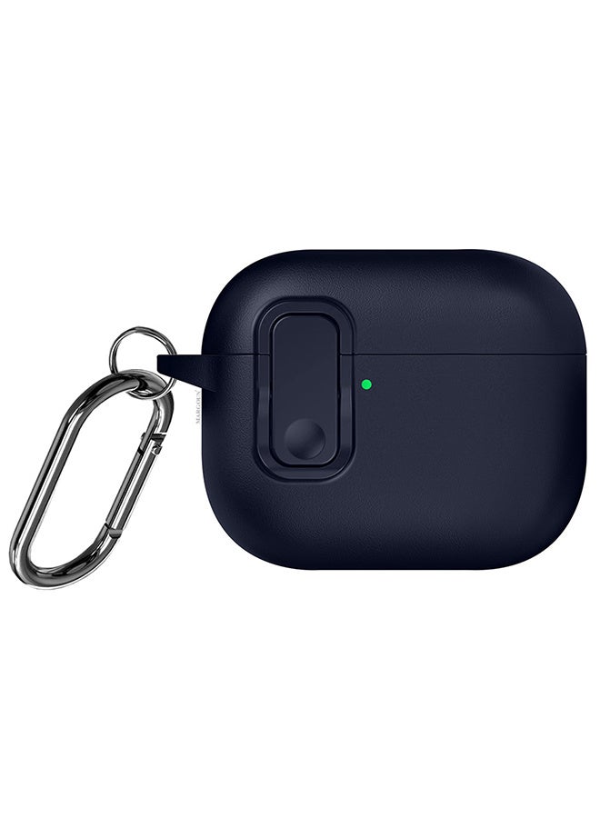 مارجون AirPods Pro 3 Leather Case with Snap Closure and Integrated Keychain - Protective Case blue - Image 1