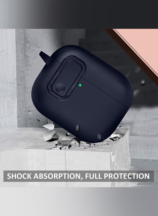 مارجون AirPods Pro 3 Leather Case with Snap Closure and Integrated Keychain - Protective Case blue - Image 5