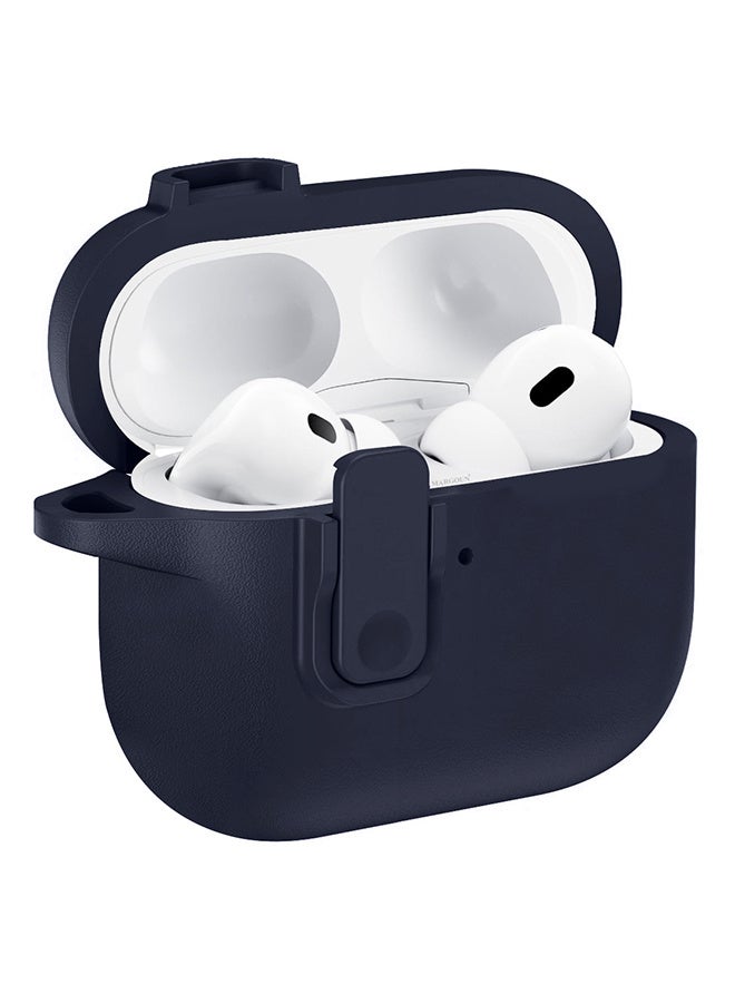 مارجون AirPods Pro 3 Leather Case with Snap Closure and Integrated Keychain - Protective Case blue - Image 2