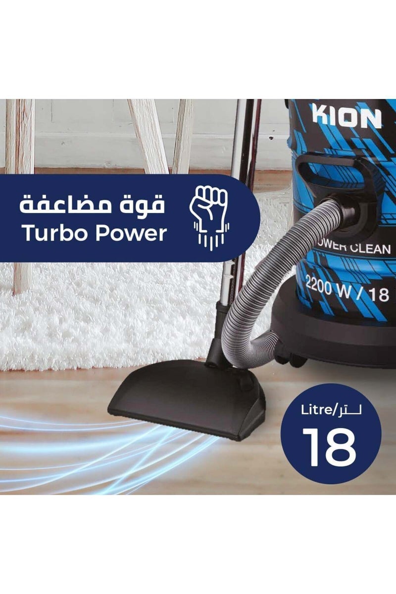 Kion Drum Vacuum Cleaner Turbo With 4 Accessories Made In Turkey 18 L 2200 W DVC621 Multicolor - Image 2