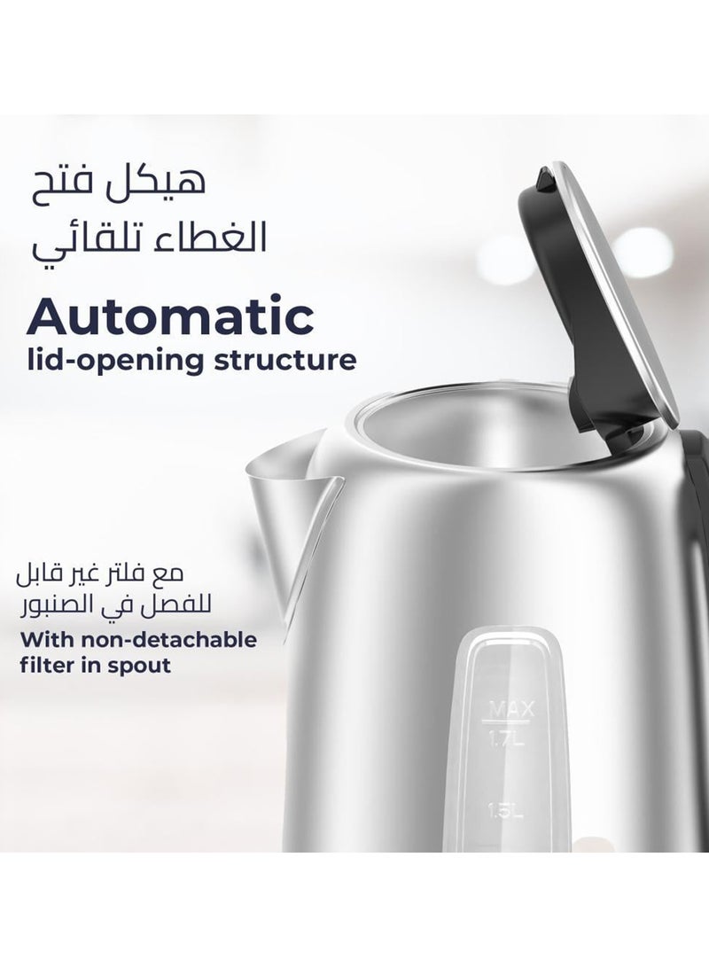 Kion Kettle 304 Stainless Steel Cord-Storage & Led Indicator 1.7 L 2200 W BWK17SI22CO Silver - Image 5