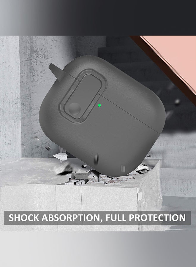 مارجون AirPods Pro 3 Leather Case with Snap Closure and Integrated Keychain - Protective Case grey - Image 5