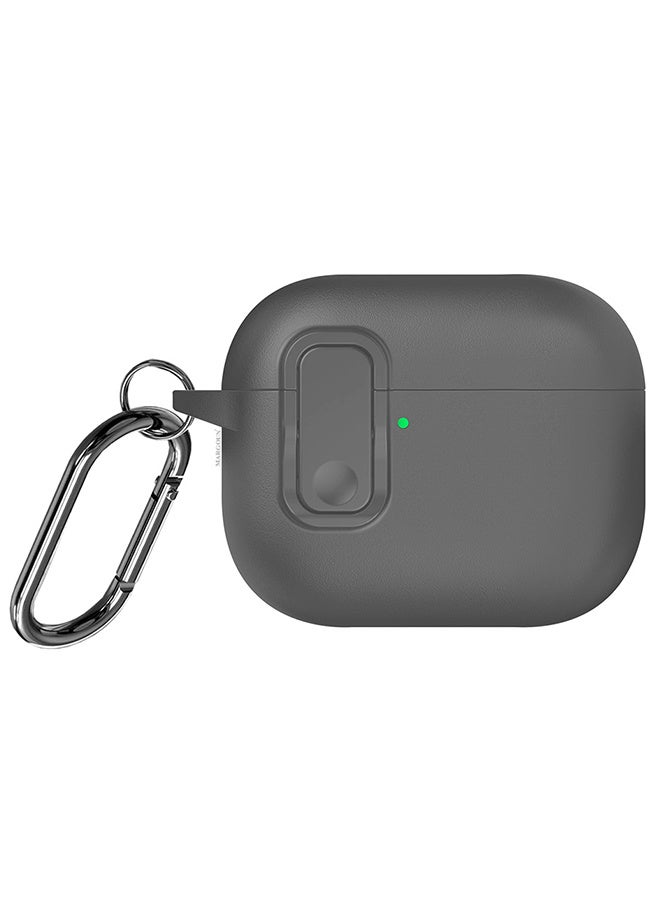 مارجون AirPods Pro 3 Leather Case with Snap Closure and Integrated Keychain - Protective Case grey - Image 1